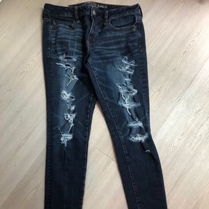 blue american eagle ripped jeans